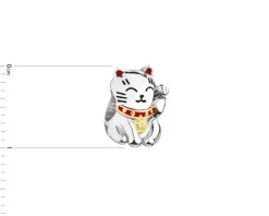 Zawieszka srebrna beads z emalią - kot Maneki Neko