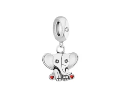 Zawieszka srebrna beads z cyrkonią i emalią - słoń