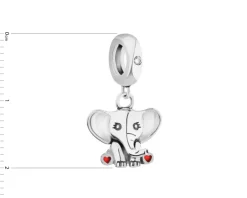 Zawieszka srebrna beads z cyrkonią i emalią - słoń