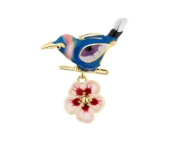 Zawieszka srebrna beads z emalią - koliber, kwiat