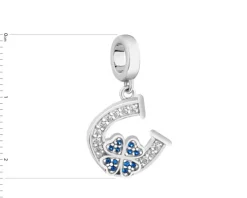 Zawieszka srebrna beads z cyrkoniami - podkowa, koniczyna