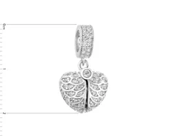Zawieszka srebrna beads z cyrkoniami - serce