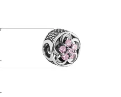 Zawieszka srebrna beads z cyrkoniami - kwiat