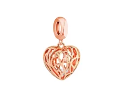 Zawieszka srebrna beads z cyrkonią - serce