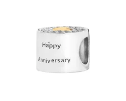 Zawieszka srebrna beads z cyrkoniami - serce