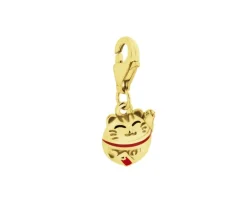 Zawieszka srebrna charms z emalią - kot Maneki Neko