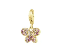 Zawieszka srebrna charms z cyrkoniami - motyl