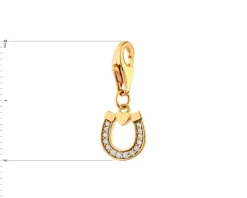 Zawieszka srebrna charms z cyrkoniami - podkowa, serce