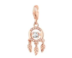 Zawieszka srebrna charms z cyrkoniami - łapacz snów