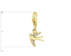 Zawieszka srebrna charms z cyrkoniami - jaskółka