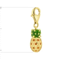 Zawieszka srebrna charms z cyrkoniami i emalią - ananas