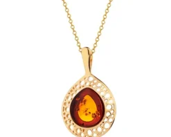 Zawieszka srebrna z bursztynem