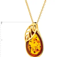 Zawieszka srebrna z bursztynem - liść