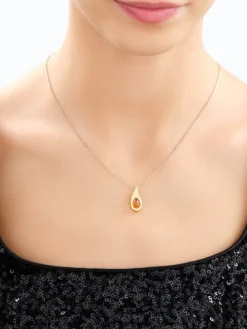 Zawieszka srebrna z bursztynem - łezka