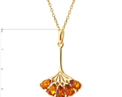 Zawieszka srebrna z bursztynem - wachlarz