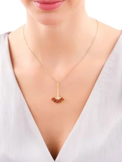 Zawieszka srebrna z bursztynem - wachlarz