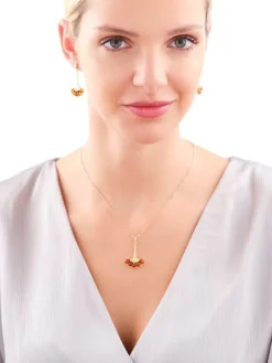 Zawieszka srebrna z bursztynem - wachlarz