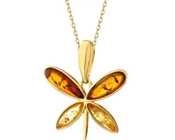 Zawieszka srebrna z bursztynem - motyl