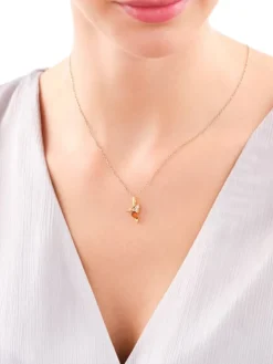 Zawieszka srebrna z bursztynem i cyrkoniami - koliber