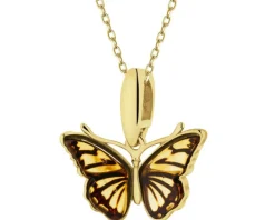 Zawieszka srebrna z bursztynem - motyl