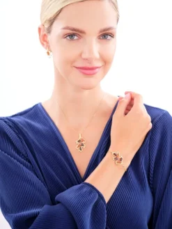 Zawieszka srebrna z bursztynem - liść