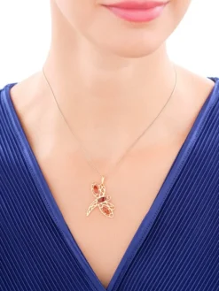 Zawieszka srebrna z bursztynem - ważka