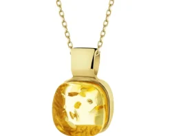 Zawieszka srebrna z bursztynem - kwadrat