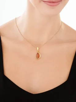 Zawieszka srebrna z bursztynem i cyrkoniami