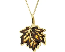 Zawieszka srebrna z bursztynem - liść