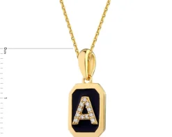 Zawieszka srebrna z cyrkoniami i emalią - litera A