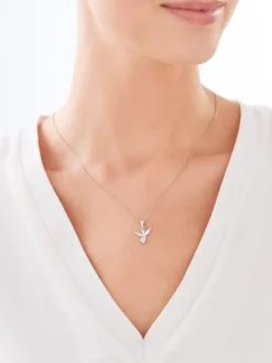 Zawieszka srebrna z cyrkoniami - aniołek