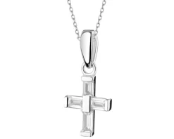 Zawieszka srebrna z cyrkoniami - krzyż