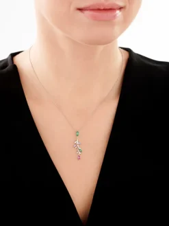 Zawieszka srebrna z cyrkoniami - liście