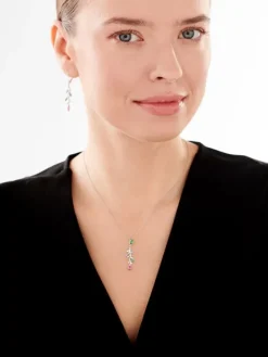 Zawieszka srebrna z cyrkoniami - liście