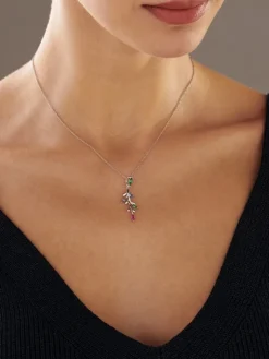 Zawieszka srebrna z cyrkoniami - liście