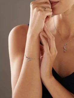 Zawieszka srebrna z cyrkoniami - liście