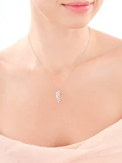 Zawieszka srebrna z cyrkoniami - liście