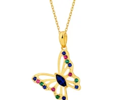 Zawieszka srebrna z cyrkoniami - motyl