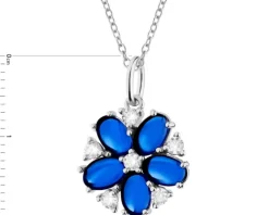 Zawieszka srebrna z cyrkoniami i szlifowanym szkłem - kwiat