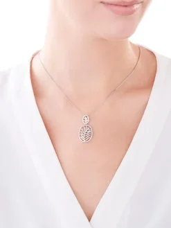 Zawieszka srebrna z cyrkoniami - liść