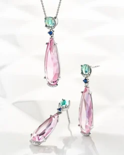 Zawieszka srebrna z cyrkoniami i szlifowanym szkłem