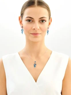 Zawieszka srebrna z cyrkoniami i szlifowanym szkłem