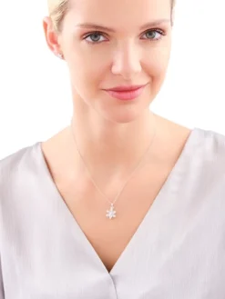 Zawieszka srebrna z cyrkoniami - kwiat