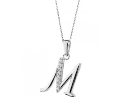 Zawieszka srebrna z cyrkoniami - litera M