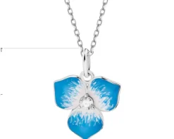 Zawieszka srebrna z cyrkonią i emalią - kwiat