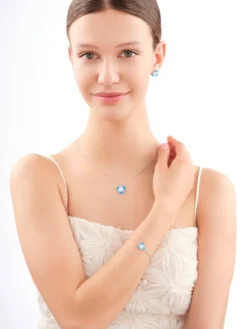 Zawieszka srebrna z cyrkonią i emalią - kwiat