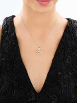 Zawieszka srebrna z cyrkoniami - mama, koło