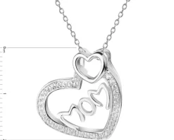 Zawieszka srebrna z cyrkoniami - serce, mama