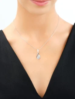 Zawieszka srebrna z cyrkoniami - liście