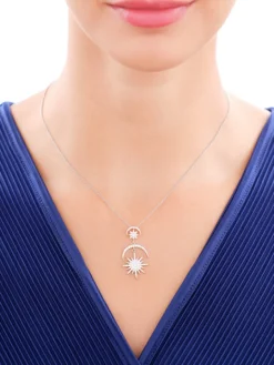 Zawieszka srebrna z cyrkoniami - gwiazdy, Księżyce